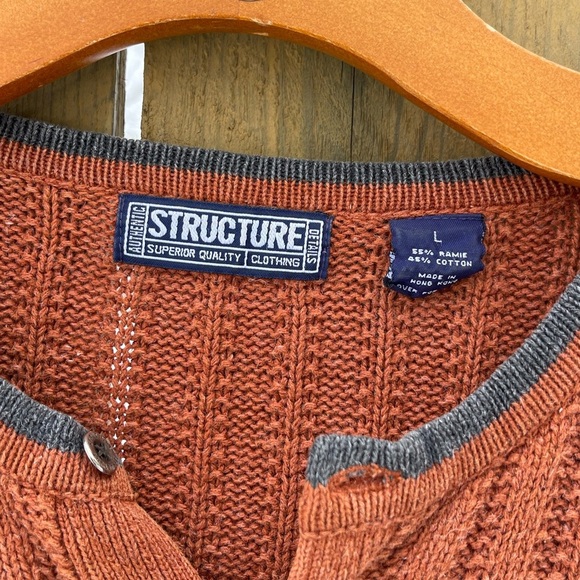 Vintage Structure Burnt Orange Cropped Oversized Sweater Large - Picture 2 of 2